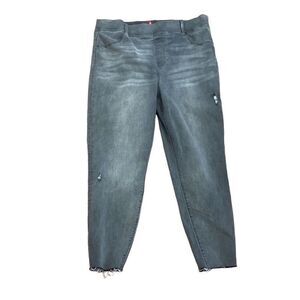 Spanx Vintage Distressed Ankle Skinny Jeans Elastic Waist Gray Size 3X